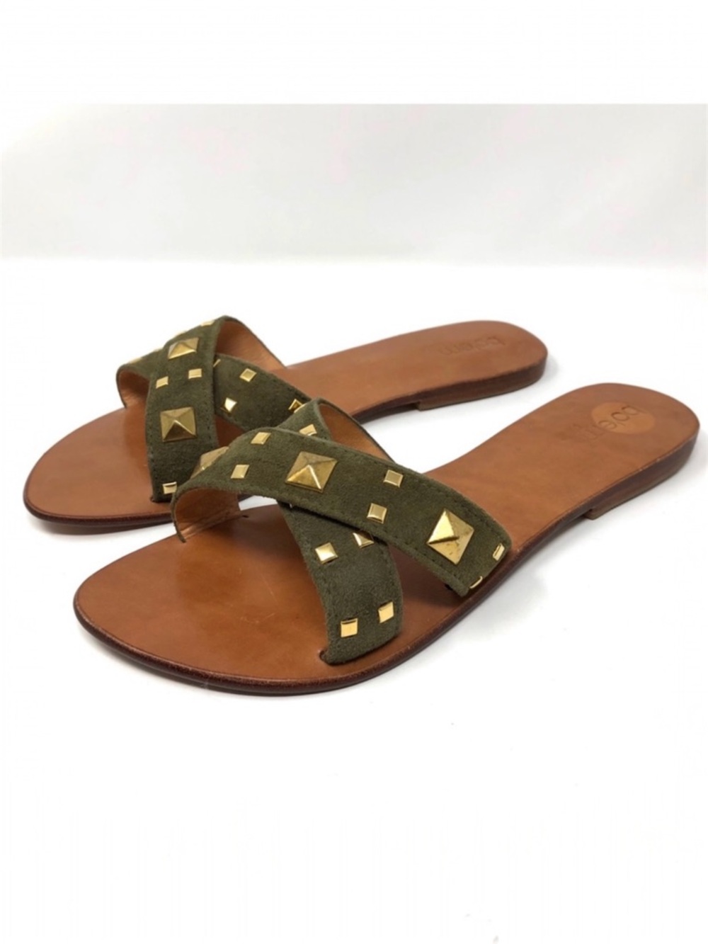 BO’EM PLAGE green suede slides, size 39, NWOT